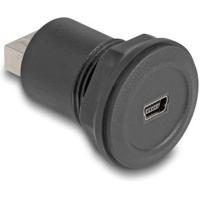 DeLOCK usb 2.0 type mini-b naar usb 2.0 type-a inbouwstekker adapter (zwart, 66742) - thumbnail