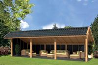 Tuindeco Bergen XL Kapschuur type 6 989x452 cm Lariks/Douglashout blank en Zweeds rabat zwart- Kapschuurdak- Onbehandeld lariks Douglas hout- Tuindeco - thumbnail