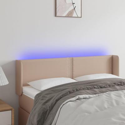 Hoofdbord LED 147x16x78/88 cm kunstleer cappuccinokleurig
