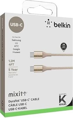 Belkin F2CU050BT04-GLD 1.2m USB C USB C Male Male Gold USB cable - Belkin F2CU050BT04-GLD, 1.2 m, USB C, USB C, Male/Male, 480 Mbit/s, Gold