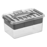 Sunware q-line opbergbox met inzet 6l transparant/grijs - thumbnail
