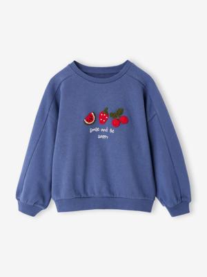 Meisjessweater met fantasiemotief indigoblauw Meisjessweater met fantasiemotief indigoblauw