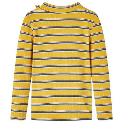 Kindershirt met lange mouwen gestreept 140 okerkleurig