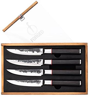 Set van 4 steakmessen - GESMEED - SEBRA - Japans 440C staal - Dalbergia houten handvat