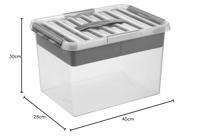 Sunware Q-line opbergbox met inzet 22L transp./metaal - thumbnail
