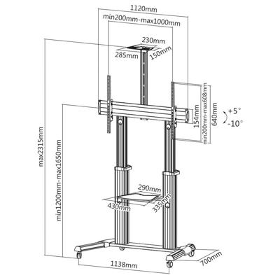 ROLINE LCD/TV rolstandaard, tot 100 kg, zilver