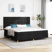 Boxspring bed met matras met hoofdeinde Zwart 200 x 200 cm Stof - thumbnail