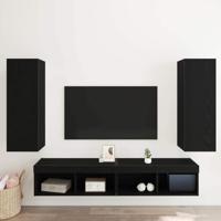 Wand TV-kast 2 pcs Zwart eiken 30.5 x 30 x 90 cm Bewerkt hout - thumbnail