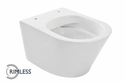 Wandcloset Wiesbaden Vesta Junior | 47 cm | Rimless | Excl.Toiletzitting | Keramiek | Wit glans