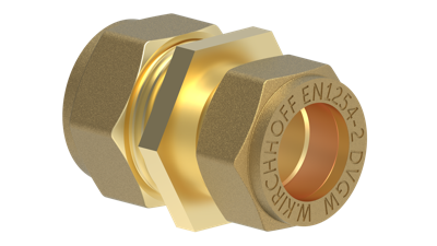 Kirchhoff Messing verloopstuk, blank, 18 mm x 15 mm, klemkoppeling voor koperen buis - 989454717