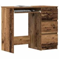 Bureau 90x45x76 cm bewerkt hout oud houtkleurig - thumbnail