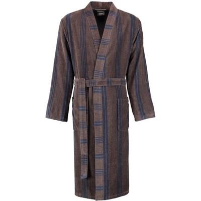 Cawö Cawö Heren Kimono Badjas extra licht 2508 - Tabak 50