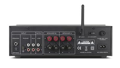 Dynavox Stereo compacte versterker VT-90, schroefbare aansluitterminals voor 4 luidsprekers, afstandsbediening, phono-ingang, BT-streaming, zwart
