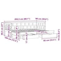 Slaapbank met onderschuifbed/lades zonder matras 90x200 cm wit - thumbnail