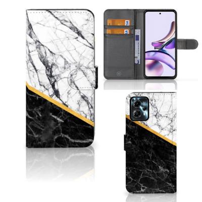 Motorola Moto G13 | G23 | Bookcase | Marmer Wit Zwart - Origineel Cadeau Man
