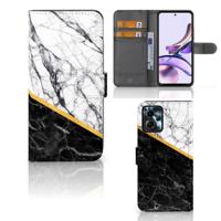 Motorola Moto G13 | G23 | Bookcase | Marmer Wit Zwart - Origineel Cadeau Man - thumbnail