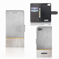 Wiko Lenny 2 Book Style Case Wood Concrete - thumbnail