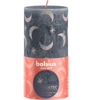 Bolsius silhouette stompkaars met print 13x6.8 cm leisteenblauw - thumbnail