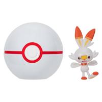 Pokemon Figure - Scorbunny + Premier Ball (Clip 'n' Go) - thumbnail