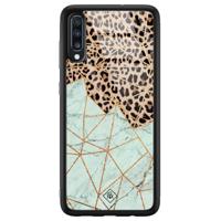Samsung Galaxy A50 glazen hardcase - Luipaard marmer mint - thumbnail