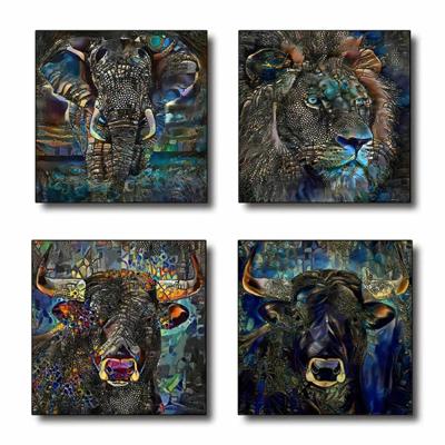 Schilderij DKD Home Decor dieren Modern (60 x 2 x 60 cm) (4 Stuks)