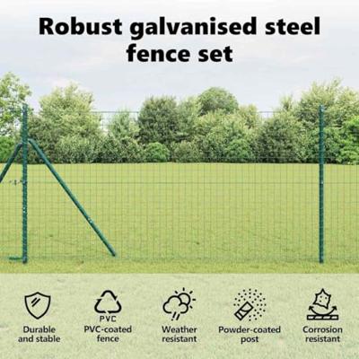 VidaXL Hek met paal groen 1,4 x 10 m staal en pvc VidaXL Hek met paal groen 1,4 x 10 m staal en pvc