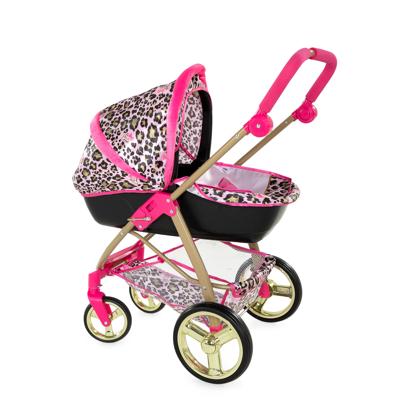 The Glam Crew 2in1 Poppenwagen Bella met Luipaardprint Roze/Goud