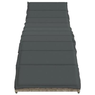 Ligbed met kussen 55x199x50 cm poly rattan lichtgrijs