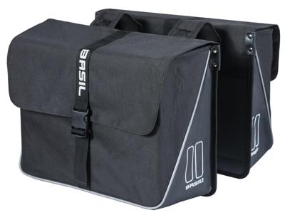 Basil forte dubbele fietstas, waterafstotend, 35l, zwart.