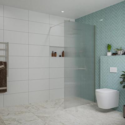 Fortifura Galeria inloopdouche - 100x200cm - ribbelglas - wandarm - Geborsteld RVS PVD (RVS) SW797955/SW797908