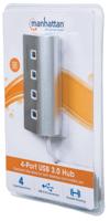 Manhattan 163767 163767 USB-hub 4 poorten USB-A USB 3.0 5 GBit/s Met aluminium behuizing Wit - thumbnail