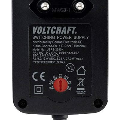 VOLTCRAFT USPS-2250N Stekkernetvoeding, instelbaar 2.25 A 27 W Uitgangsspanning regelbaar