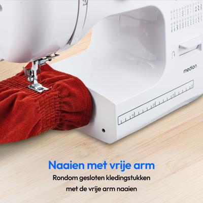 Naaimachine - MEDION - SM 60 - 62W - 24 steken + dubbele steken - 700 tpm - LED - Wit Naaimachine - MEDION - SM 60 - 62W - 24 steken + dubbele steken - 700 tpm - LED - Wit