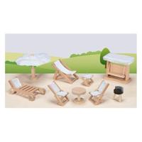 Goki houten poppenmeubels tuinmeubels, 9dlg. - thumbnail