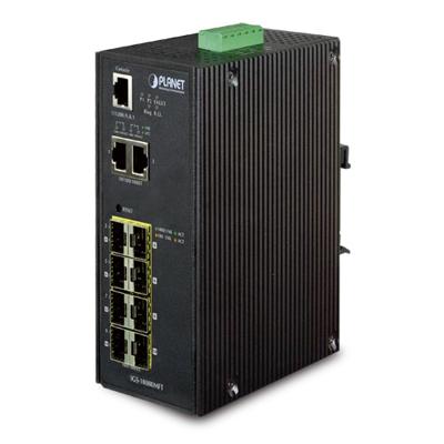 Planet IP30 Industrial 8 * 100/1000F SFP + 2 * 10/100/1000T Full, IGS-10080MFT (SFP + 2 * 10/100/1000T Full Managed Ethernet Switch (-40 tot 75 Degree C), 1588)