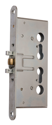 Nemef 1739/51 Rolschootdeurslot | DM65mm | PC72mm | voorplaat staal verzinkt 24x235mm afgerond | staal verzinkte rol- en nachtschoot | DR 1+2+3+4 -