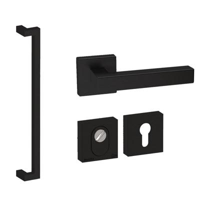 Hardbrass Voordeurset vierkant 3-delig met greep Denver SKG3 met kerntrekbeveiliging - zwart Hardbrass Voordeurset vierkant 3-delig met greep Denver SKG3 met kerntrekbeveiliging - zwart