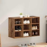 VidaXL Schoenenkast met plank oudhout 77,5 x 30 x 51 cm bewerkt hout - thumbnail