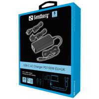 Sandberg USB-C AC Charger PD100W EU+UK Zwart Binnen - thumbnail