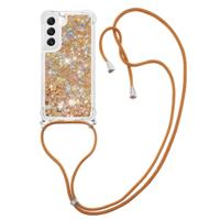 Lunso - Samsung Galaxy S23 Plus - Telefoonhoes met koord - Glitter Goud - thumbnail