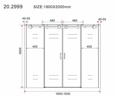 Wiesbaden schuifbare nisdeur 4-d. mat-zwart 1800x2000 chr.8mm NANO Wiesbaden schuifbare nisdeur 4-d. mat-zwart 1800x2000 chr.8mm NANO