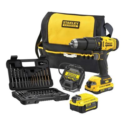 Stanley FATMAX SFMCD711DMA V20 KIT: 18V 1x2.0Ah 1x4.0Ah Schroefklopboormachine met 2 accu's en 50-delige accessoireset in softbag - SFMCD711DMA-QW Stanley FATMAX SFMCD711DMA V20 KIT: 18V 1x2.0Ah 1x4.0Ah Schroefklopboormachine met 2 accu's en 50-delige accessoireset in softbag - SFMCD711DMA-QW