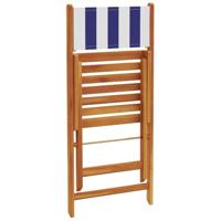 Bistrostoelen 2 st massief acaciahout en stof blauw en wit - thumbnail