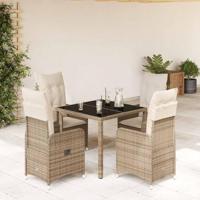 5-delige Bistroset met kussens poly rattan beige - thumbnail