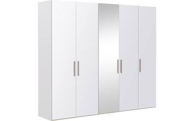 Goossens Kledingkast Easy Storage Ddk, Kledingkast 253 cm breed, 220 cm hoog, 4x glas draaideur en 1x spiegel draaideur midden