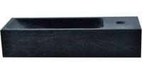 Saqu Nature Collection Fontein smal 1 kraangat rechts 38x14x8 cm Hardstenen Zwart - thumbnail