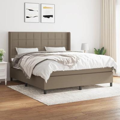 Boxspring met matras stof taupe 180x200 cm