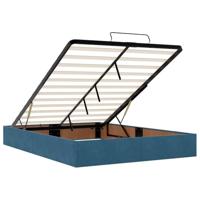 Ottoman bed met matrassen 140x200cm fluweel donkerblauw - thumbnail