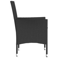 Tuinstoelen 2 st met kussens poly rattan zwart - thumbnail