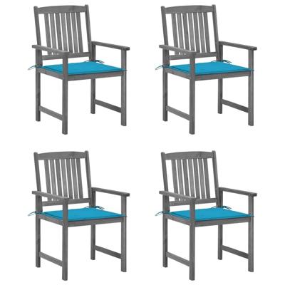 Tuinstoelen 4 st met kussens massief acaciahout grijs